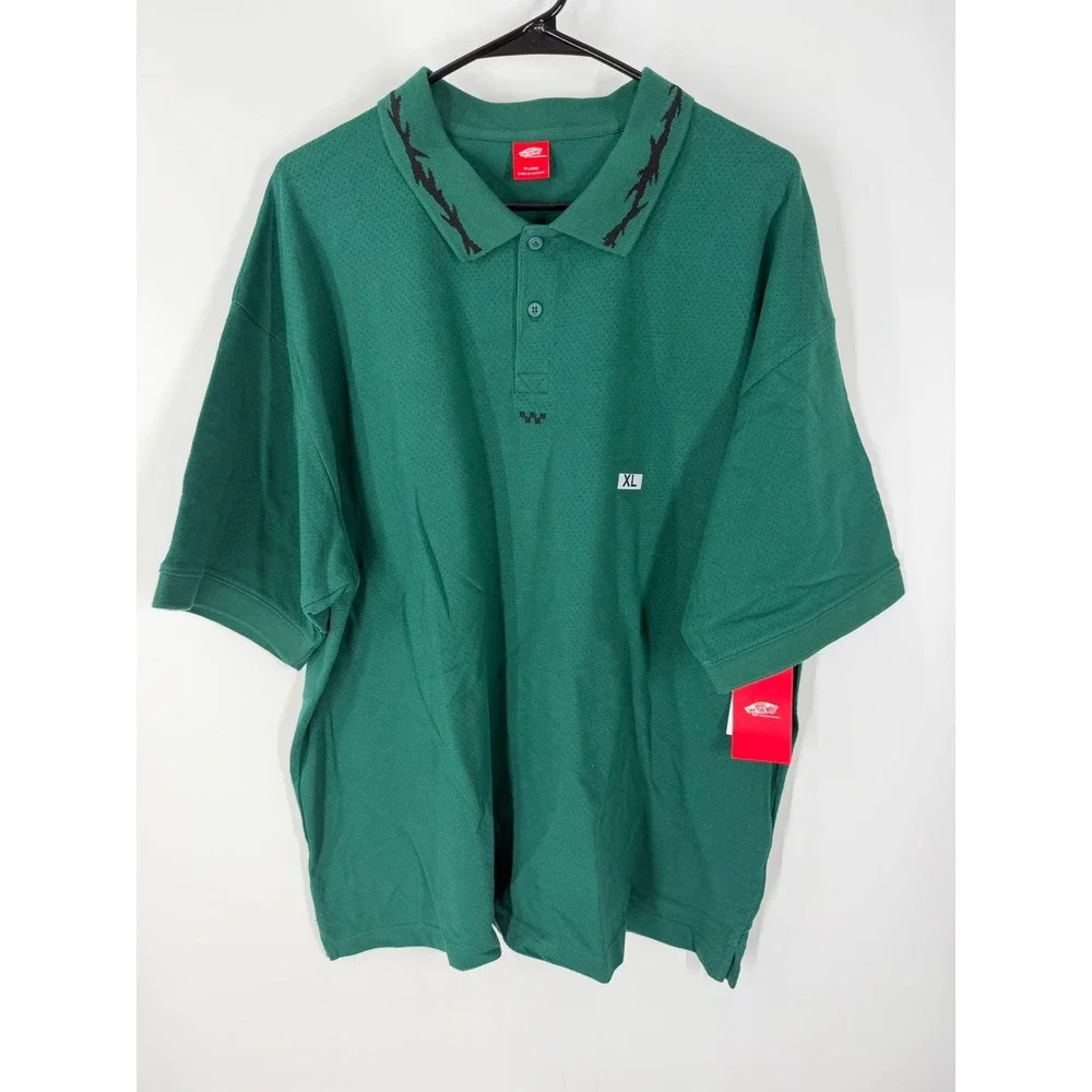 Vans Skate Mesh Polo Shirt Men Skateboarding Breathability Loose Fit Size XL
